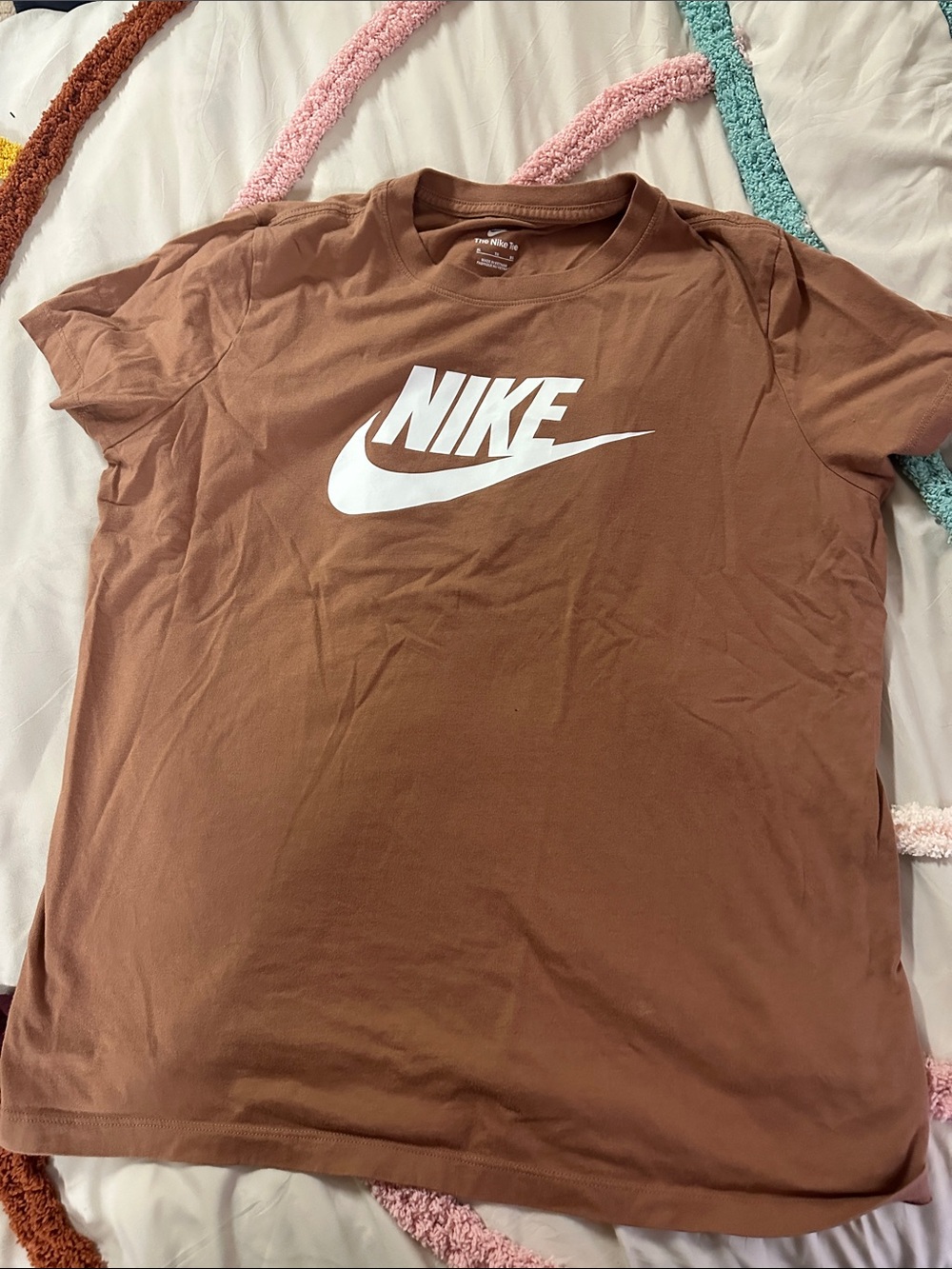 Nike Brown Short Sleeve T-Shirt with White Swoosh